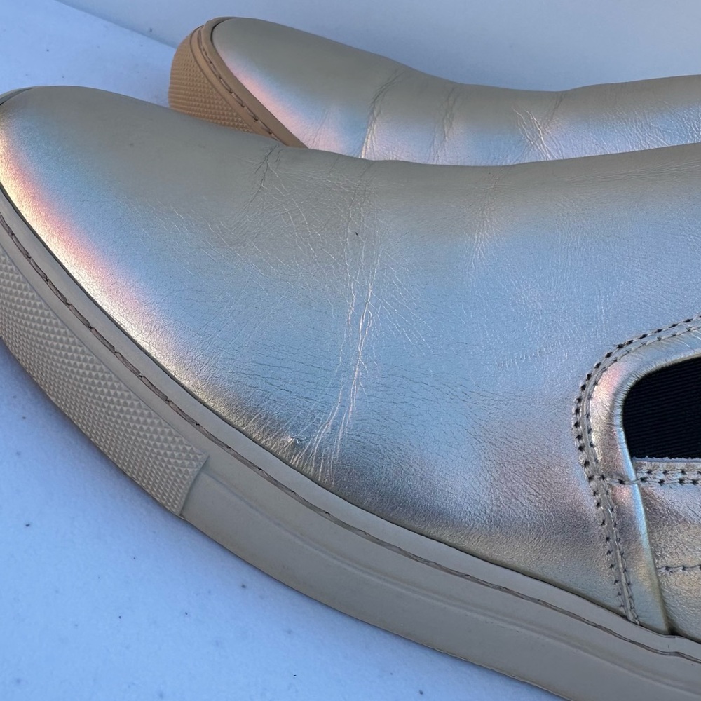 Woman By Common Projects Slip-On Sneaker Leather Metallic Gold Size 40. View 4